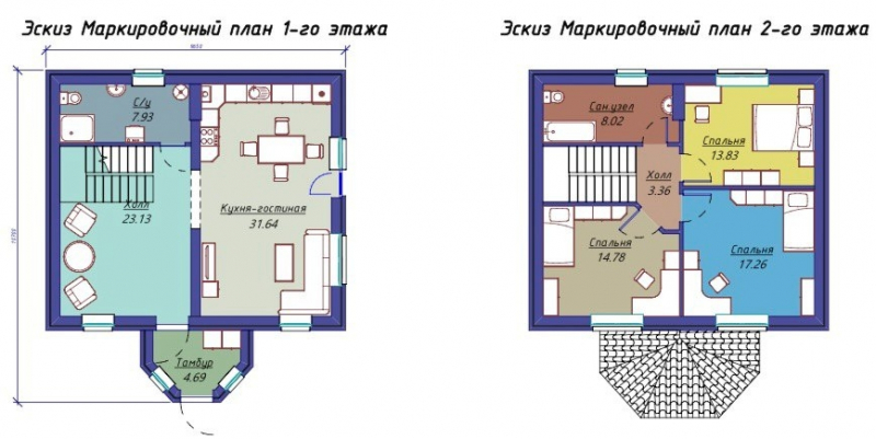 Двухэтажный дом 127,2 м²